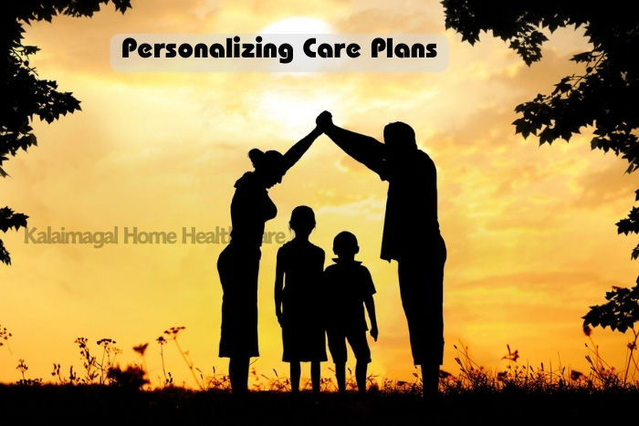 Silhouette of a supportive family holding hands at sunset, symbolizing the personalized care plans offered by Kalaimagal Home Health Care for families in Coimbatore
