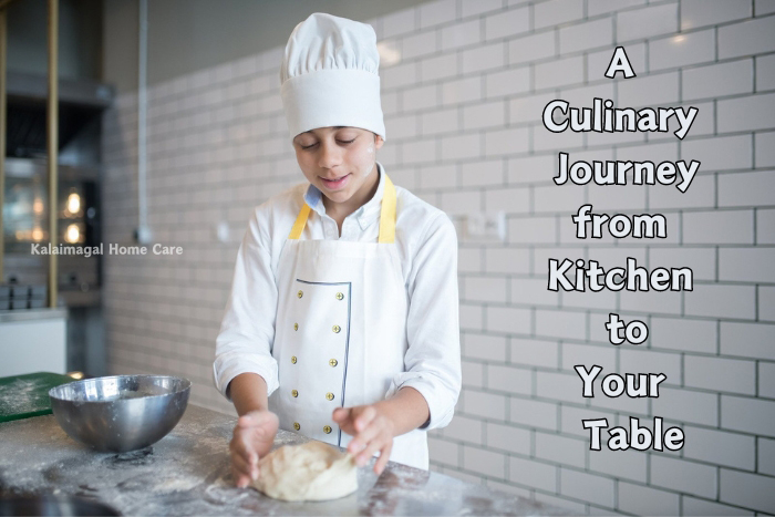 Young aspiring chef kneading dough in a kitchen, representing the fresh, homemade meal preparation offered by Kalaimagal Home Care's home cook services in Coimbatore.