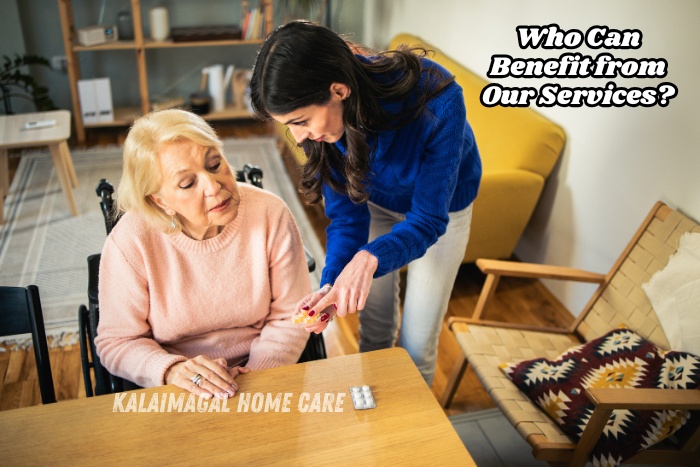 Kalaimagal Home Care in Coimbatore, assisting seniors with medication and daily living needs