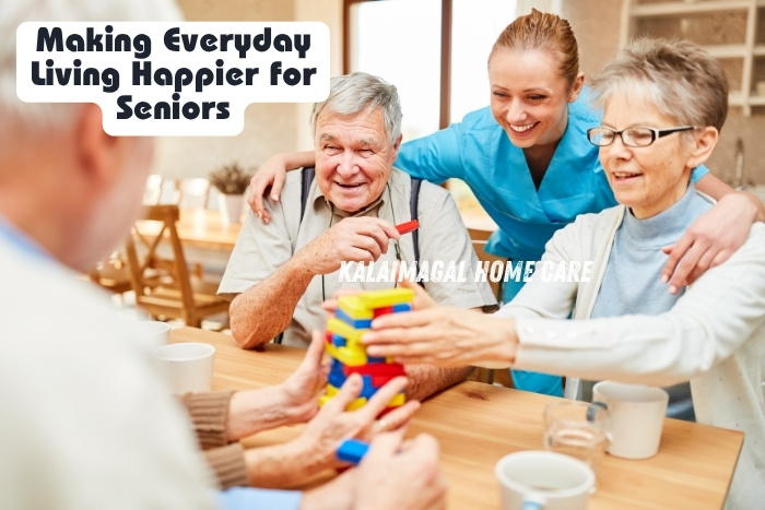 Kalaimagal Home Care engaging elderly residents in joyful activities, enhancing senior living at home in Coimbatore