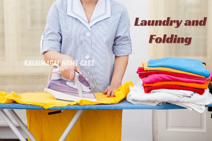 Ensuring neatly ironed and well-arranged clothes for busy families Kalaimagal Home Care in Coimbatore