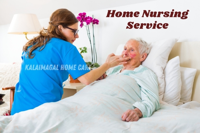 Kalaimagal Home Care in Coimbatore providing home nursing service to a bedridden senior woman with kindness and care