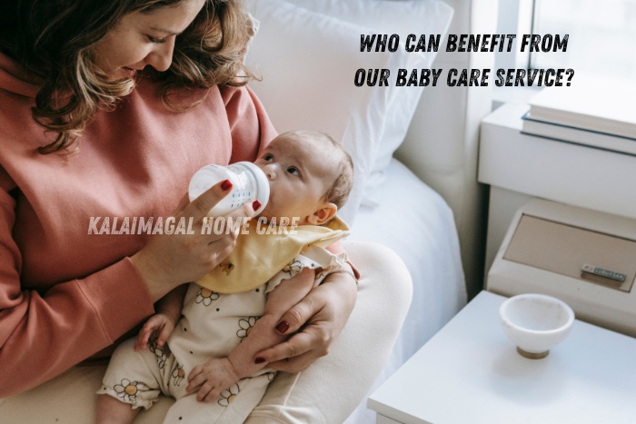 A caring mother feeding baby with bottle at home – Kalaimagal Home Care in Coimbatore offers trusted baby care services