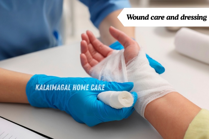Kalaimagal Home Care nurse providing for Safe and hygienic post-surgical and injury care 