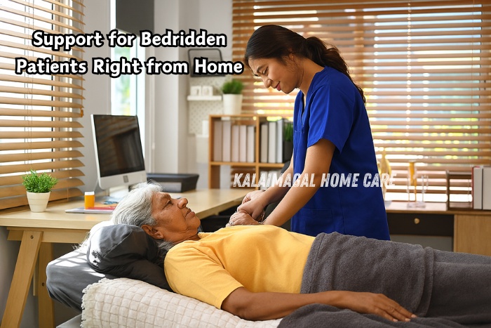 Bedridden elderly woman at home, providing professional home nursing support by Kalaimagal Home Care in Coimbatore