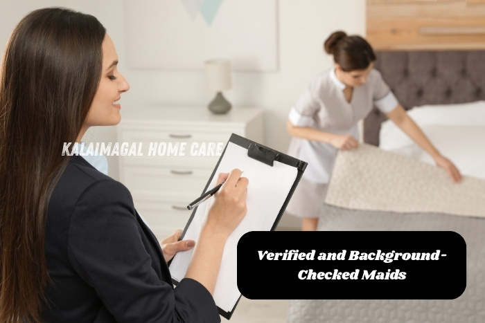 Supervisor evaluating maid service quality – Kalaimagal Home Care in Coimbatore offers verified and background-checked maids